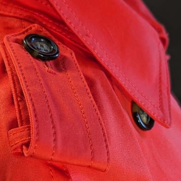 NWT Ann Taylor Petite Twill Red Trench Coat-Size M Petite - Picture 4 of 11